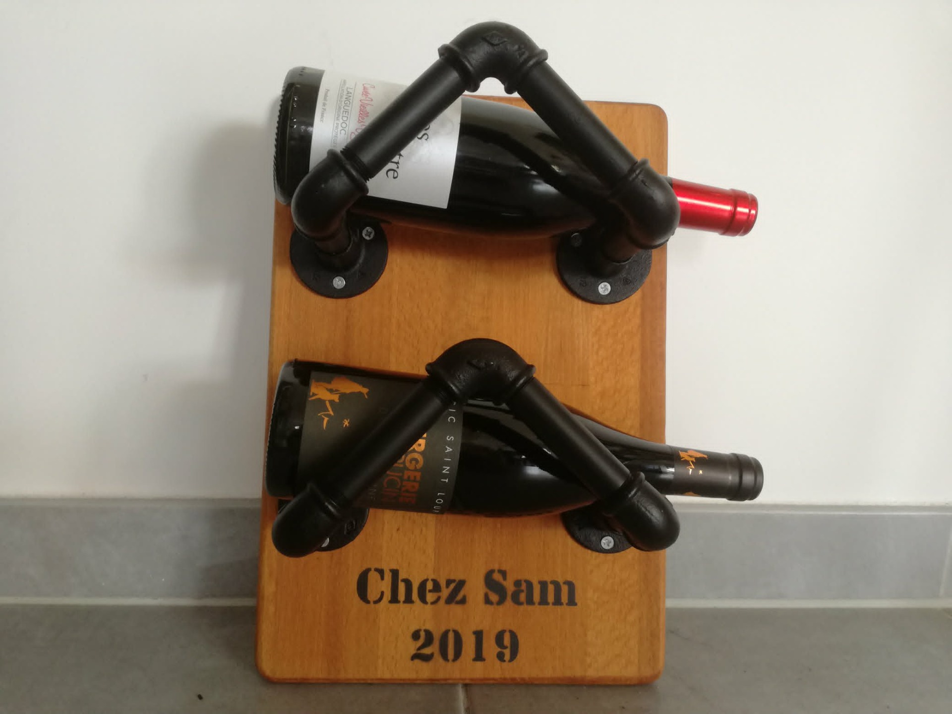 Flessen houder van steampunk diy pipe